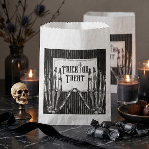 Vintage Gothic Skeleton Trick or Treat Favor Bag