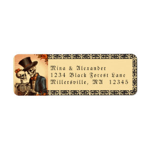 Vintage Gothic Skeleton Wedding Label