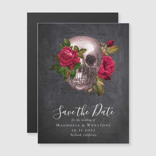 Vintage Gothic Skull Floral Wedding Save the Date