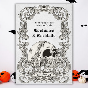 Vintage Gothic Skull Halloween Costume Party Invitation