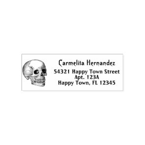 Vintage Gothic Skull Skeleton Return Address Self-inking Stamp