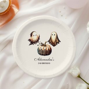 Vintage Gothic Spooky 2nd Birthday Halloween Paper Plates