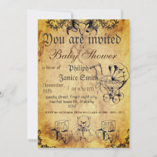 Vintage Gothic Spooky Baby Shower Invitation