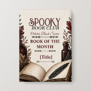 Vintage Gothic Spooky Book Club Halloween Button