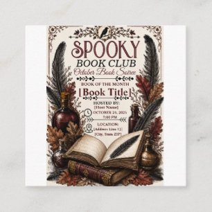 Vintage Gothic Spooky Book Club Halloween Enclosure Card