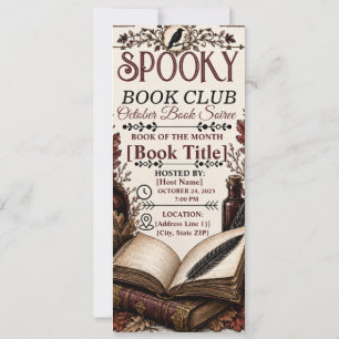Vintage Gothic Spooky Book Club Halloween Invitation