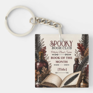Vintage Gothic Spooky Book Club Halloween Keychain
