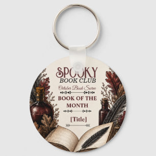 Vintage Gothic Spooky Book Club Halloween Keychain