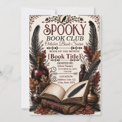 Vintage Gothic Spooky Book Club Halloween  Save The Date