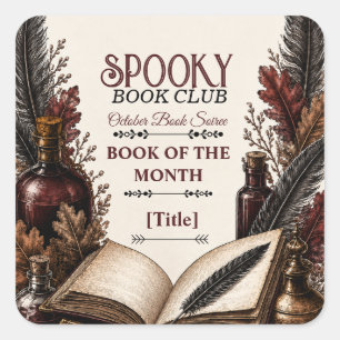 Vintage Gothic Spooky Book Club Halloween  Square Sticker