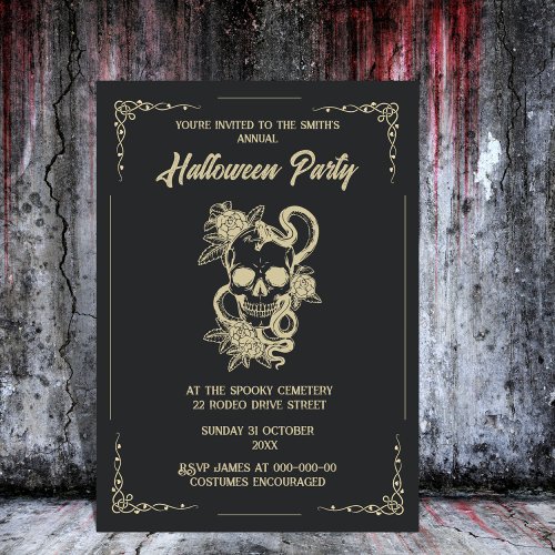vintage  gothic spooky halloween invitation