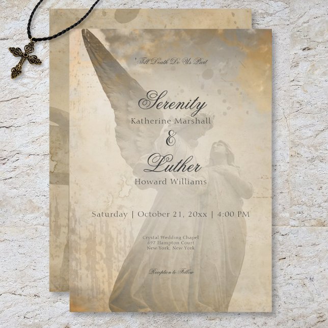 Vintage Gothic Stone Angel Wedding Invitation (Vintage Gothic Stone Angel Wedding Invitation)
