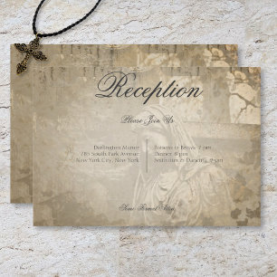 Vintage Gothic Stone Angel Wedding Reception Enclosure Card
