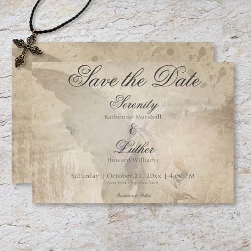 Vintage Gothic Stone Angel Wedding Save The Date