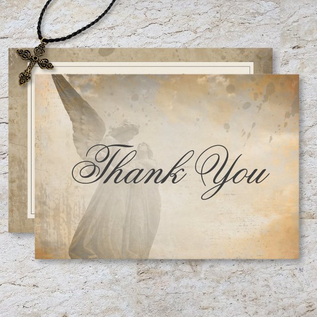 Vintage Gothic Stone Angel Wedding Thank You Card (Vintage Gothic Stone Angel Wedding Thank You Card)