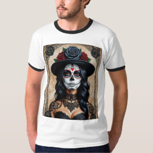 Vintage Gothic Sugar Skull Rose Shirt