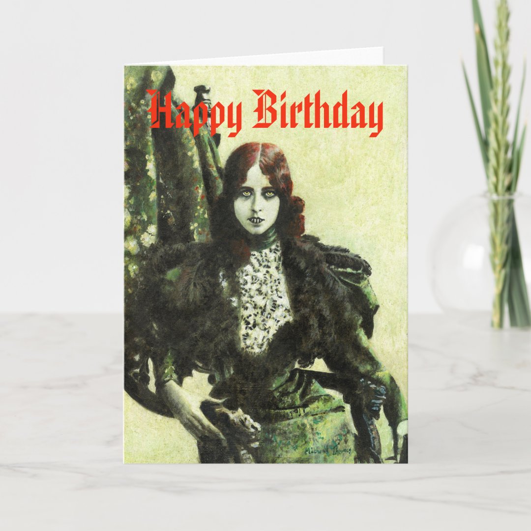 Vintage Gothic Vampire Birthday Card | Zazzle