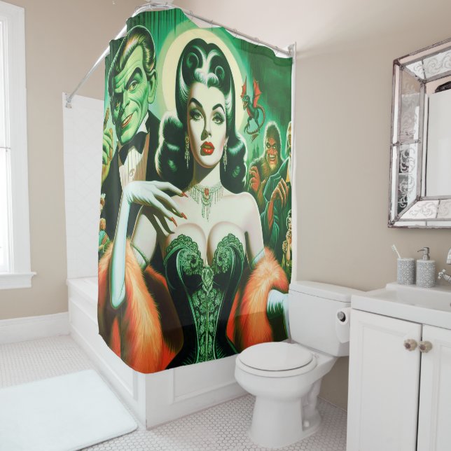 Vintage Gothic Vampire Woman Shower Curtain (In Situ)