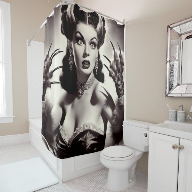 Vintage Gothic Vampire Woman Shower Curtain (In Situ)
