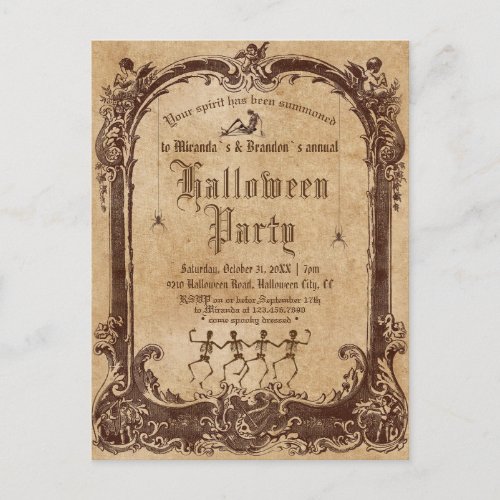 Vintage Gothic Victorian Halloween Party Postcard