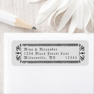 Vintage Gothic Wedding Black Gray Label