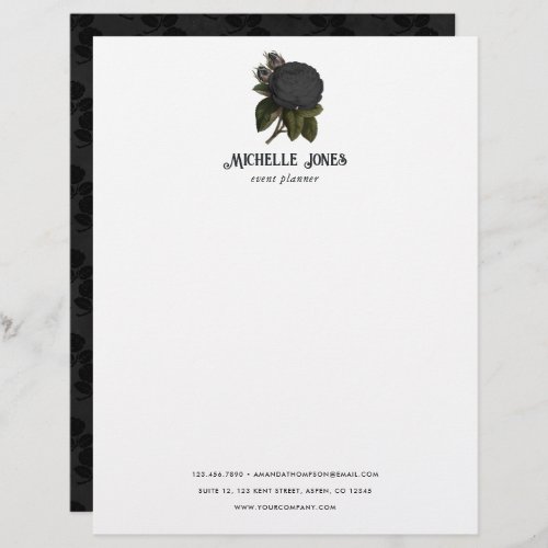 Vintage Gothic Wedding Black Roses Letterhead