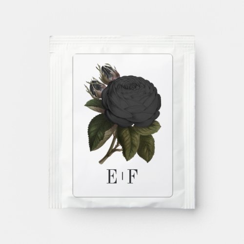 Vintage Gothic Wedding Black Roses Monogram Tea Bag Drink Mix