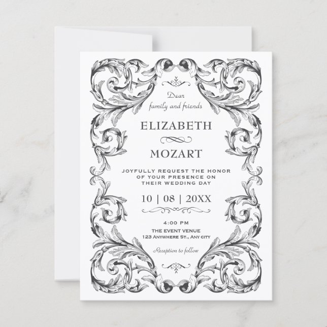 Vintage Gothic wedding Invitation (Front)