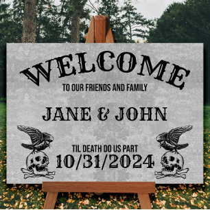 Vintage, Gothic Wedding or Halloween Welcome Sign