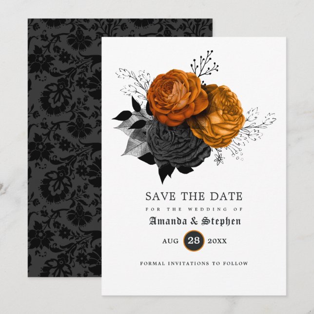 Vintage Gothic Wedding Save The Date (Front/Back)