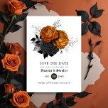 Vintage Gothic Wedding Save The Date<br><div class="desc">Vintage orange and black floral gothic Halloween-themed wedding save the date invite customizable to your specifics. Should your names look a bit off-centered when entered,  "Click to customize further" (the blue link at the bottom of "Personalize this template") to easily adjust in the design area.</div>