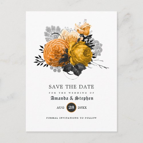 Vintage Gothic Wedding Save the Date Postcard