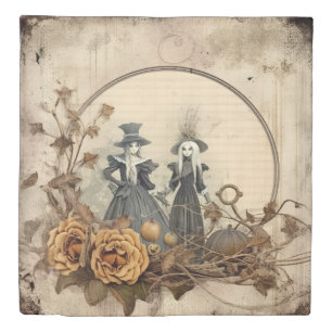 Vintage Gothic Witches Autumn Parchment Duvet Cover