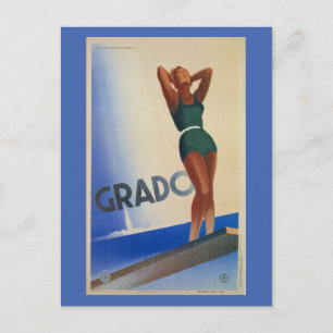 Vintage Grado Italian travel poster pinup Postcard