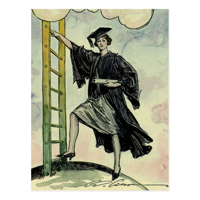 Vintage Graduation, Climbing the Corporate Ladder Postcards