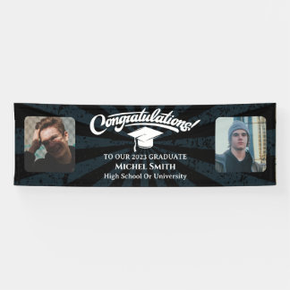 Vintage Graduation congratulations black two photo Banner