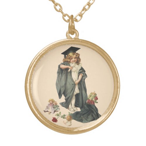 Vintage Graduation Congratulations Graduates Gold Plated Necklace