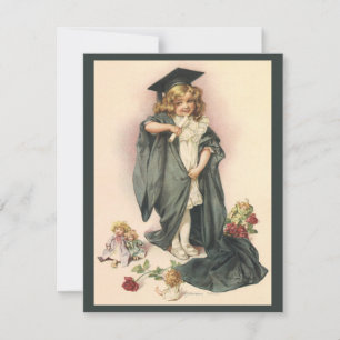 Vintage Graduation, Girl Wearing a Cap and Gown