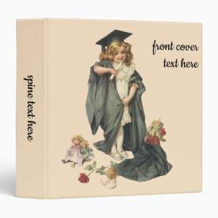 Vintage Graduation, Girl Wearing a Cap and Gown 3 Ring Binder