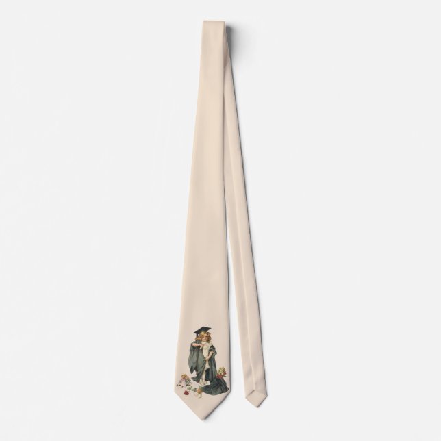 Vintage Graduation, Girl Wearing a Cap and Gown Neck Tie (Front)