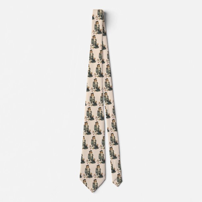 Vintage Graduation, Girl Wearing a Cap and Gown Neck Tie (Front)