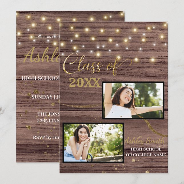 vintage  graduation invitation (Front/Back)