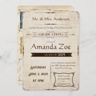 Vintage graduation Invitation /Announcement