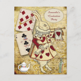 Vintage Graduation Party Wonderland Rabbit Invitation