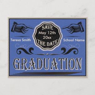 Vintage Graduation Save The Date Postcard