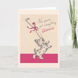 Vintage Graduation Yorkie Greeting Card