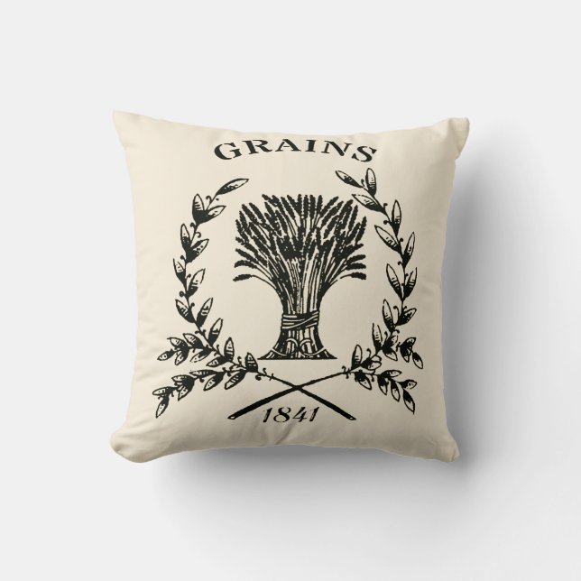 Vintage Grain Sack Logo Throw Pillow (Front)