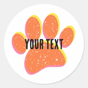 Vintage Grainy Dog Pawprint Classic Round Sticker