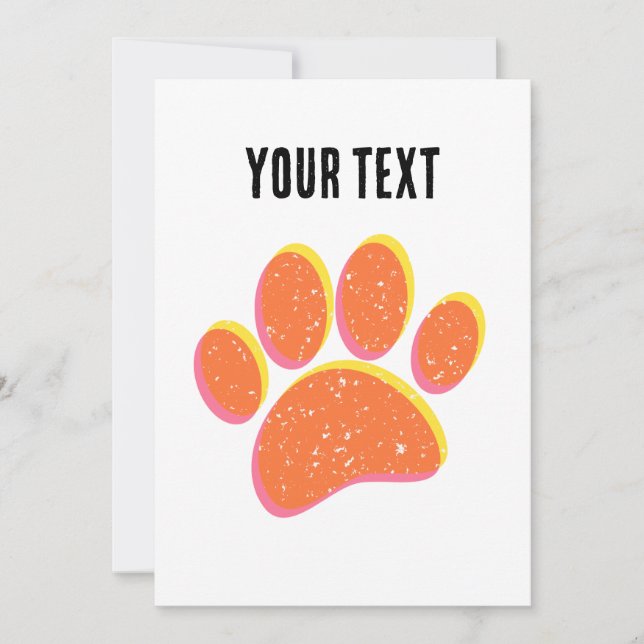 Vintage Grainy Dog Pawprint Invitation (Front)