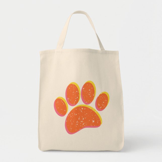 Vintage Grainy Dog Pawprint Tote Bag (Front)